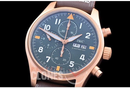 0 0 0 0 0 IWP00088B ZF Pilot Chronograph 387902 Spitfire Bronze Limited Edition BR/LE Grey A-7750