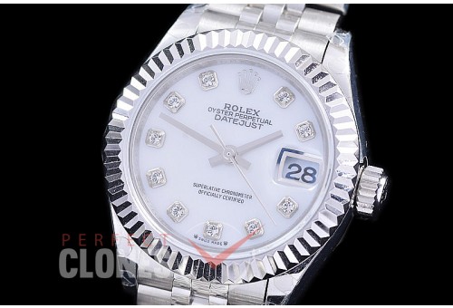 R28DJS-2R-117J BP 2023 Datejust 28mm Ladies 279174 SS/SS Fluted/Jubilee MOP White Diam Eta 2671