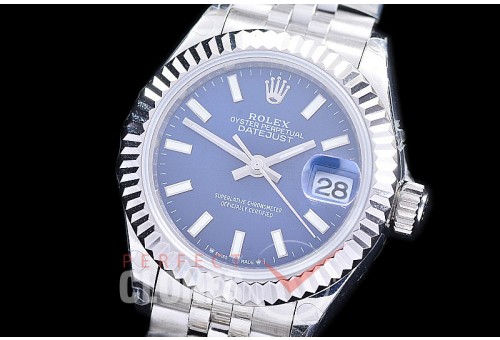 R28DJS-2R-104J BP 2023 Datejust 28mm Ladies 279174 SS/SS Fluted/Jubilee Blue Sticks Eta 2671