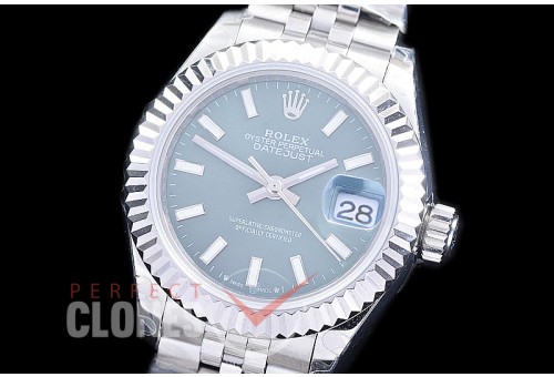 R28DJS-2R-106J BP 2023 Datejust 28mm Ladies 279174 SS/SS Fluted/Jubilee Mint Green Sticks Eta 2671