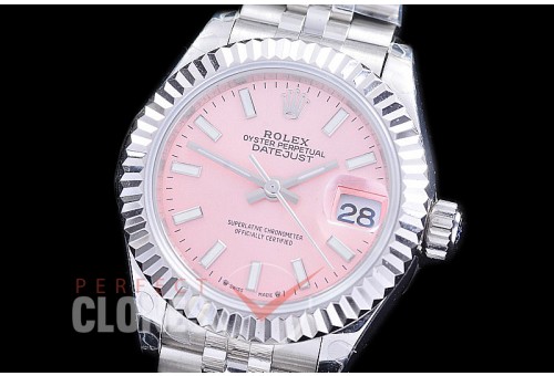 R28DJS-2R-105J BP 2023 Datejust 28mm Ladies 279174 SS/SS Fluted/Jubilee Pink Sticks Eta 2671