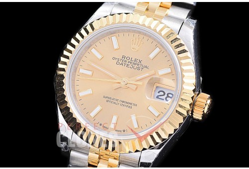 R28DJT-2R-105J BP 2023 Datejust 28mm Ladies 279173 SS/YG Fluted/Jubilee Gold Sticks Eta 2671