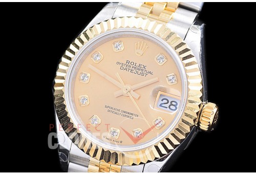 R28DJT-2R-115J BP 2023 Datejust 28mm Ladies 279173 SS/YG Fluted/Jubilee Gold Sticks Eta 2671