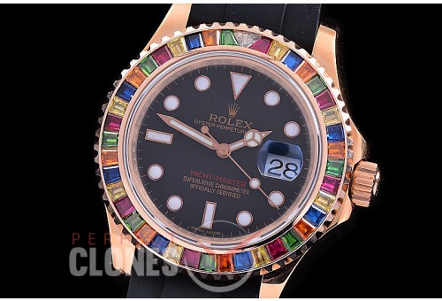 RYMENR00021S BP Yachtmaster 116695SATS Everose/Gem Set Rainbow Bez Men RG/RU Black VR 3135 - Special Offer 