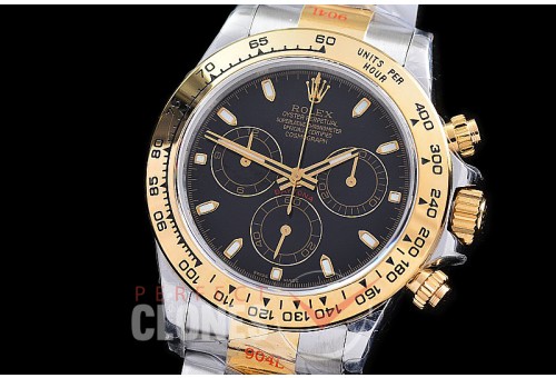 0 0 0 RLDT-4130-842W QF V3 904L Steel Daytona 116523 SS/YG Black Sticks 4130 Superclone - 72 Hours Power Reserve Movement / Extra Weighted 
