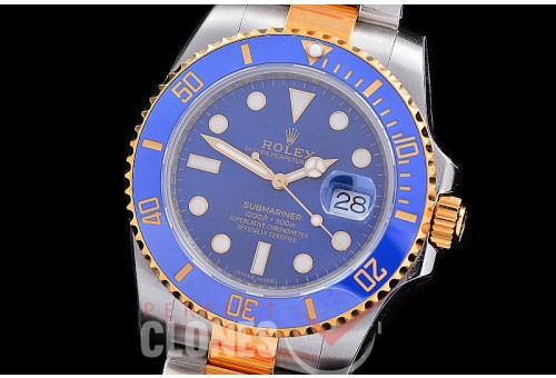 RLST00602W KF 904L Steel/18K Wrapped Gold Submariner 116613LB SS/YG Blue SH 3135