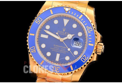 RLSF00602W KF 904L Steel/18K Thick Wrapped Gold Submariner 116618LB YG/YG Blue SH 3135