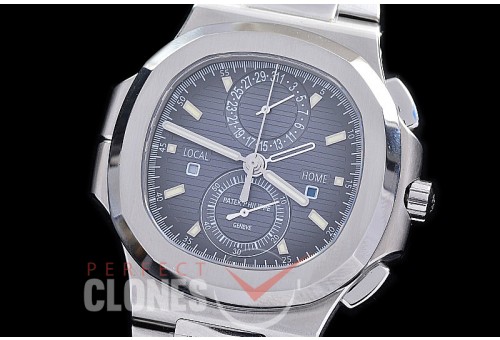 PP-5990-103S PPF Nautilus 5990 Travel Time Chronograph SS/SS Blue Asian Clone Calibre CH28-520 C