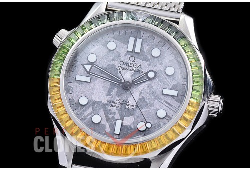 OM300M-60-106 Seamster Diver 300M Professional James Bond 60th Anniversary SS/DIAM/ME Grey MOP A-2813 