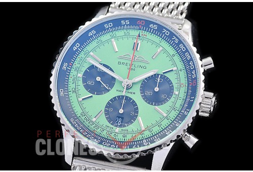 BLNV-B01-43-105 ANF/OXF Navitimer B01 Chronograph 43mm SS/ME Lime Green Sticks A-7750 