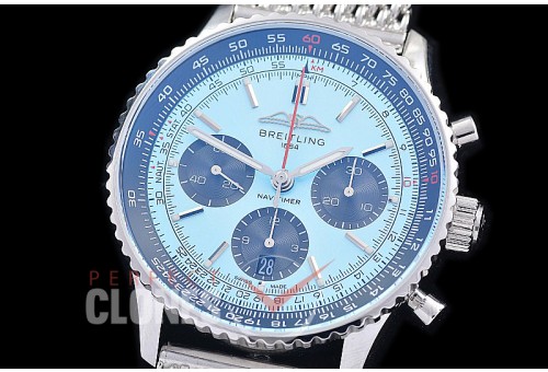 BLNV-B01-43-104 ANF/OXF Navitimer B01 Chronograph 43mm SS/ME Light Blue Sticks A-7750 