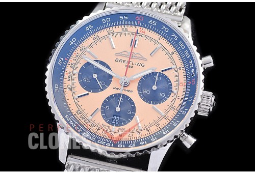 BLNV-B01-43-106 ANF/OXF Navitimer B01 Chronograph 43mm SS/ME Rose Salmon Sticks A-7750 