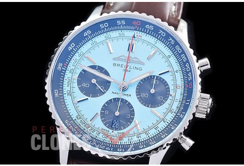 BLNV-B01-43-104L ANF/OXF Navitimer B01 Chronograph 43mm SS/LE Light Blue Sticks A-7750 