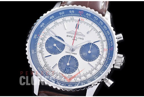 BLNV-B01-43-102L ANF/OXF Navitimer B01 Chronograph 43mm SS/LE Silver Sticks A-7750 