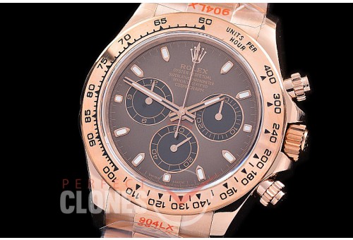 0 0 0 RLDFR-4130-846W QF V3 904L Steel Daytona 116505 RG/RG Brown Sticks 4130 Superclone - 72 Hours Power Reserve Movement / Extra Weighted 