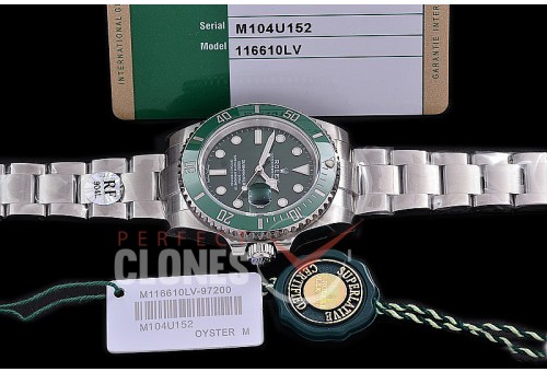 RLSS00602 RF 904L Steel 40mm Submariner 116610LV SS/SS Green SA 3135