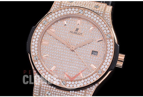 0 0 0 HBFS-38-0026D2 ANF/OXF Classic Fusion Ladies 38mm RG/DIAM/LE Diam Asian Clone 2892 - Real Diamonds 