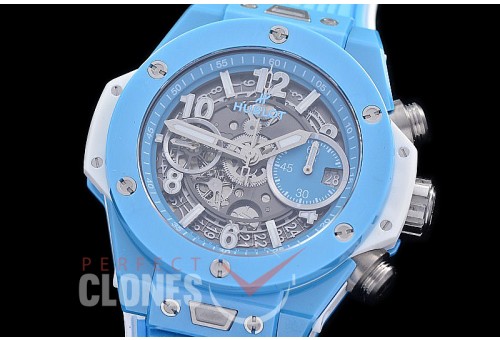 0 0 0 0 0 HB45-125 ZF Big Bang Sky Blue Limited Edition Unico CER/RU Black/Sky Blue Skeleton A-7750 