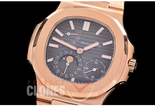 PP-5712-008S PPF V2 Nautilus 5712/1R Date/Moon Phase Power Reserve RG/RG Brown Asian Clone Calibre 320 PS IRM C LU 