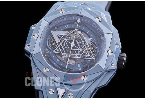 HB-SB2-124 BBF Big Bang Sang Bleu II 45mm Chronograph CER/RU Matt Blue A-7750 Modified