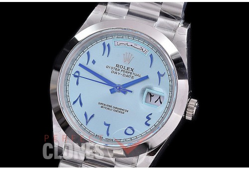 R40DDS00407S BP Daydate 40mm 228239 SS/SS Smooth Bez Ice Blue Arabic Special Edition A-2836