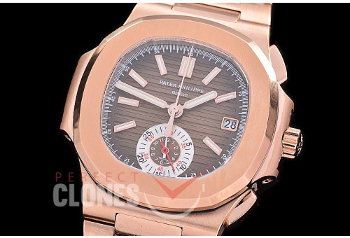 PP-5980-123S PPF Nautilus 5980 Chronograph RG/RG Brown Asian Clone Calibre CH28-520 C