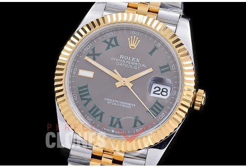 R41DJT-3235-528 GSF Datejust 41mm 126333 SS/YG Fluted/Jubilee Wimbledon Grey Roman VR 3235 Extra Weighted Casework