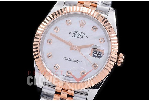 R41DJTR-3235-517 GSF Datejust 41mm 126331 SS/RG Fluted/Jubilee MOP White Diam VR 3235 Extra Weighted Casework