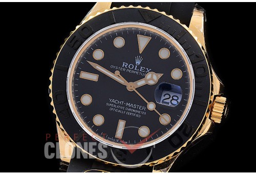 RYM-42-902W KF 18K Champagne Gold Thick Wrapped 904 Steel 226658 Yachtmaster Men YG/RU Black VR 3235 - Extra Weighted 