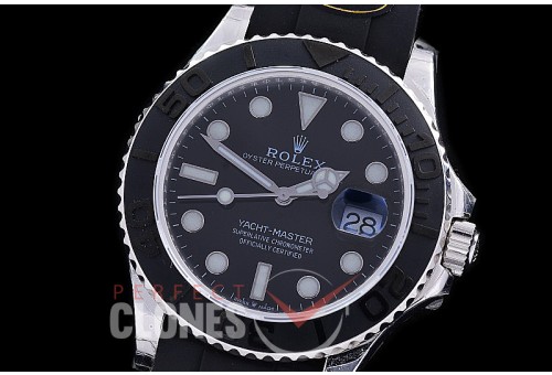 RYM-42-901W KF 18K White Gold Thick Wrapped 904 Steel 226659 Yachtmaster Men WG/RU Black VR 3235 - Extra Weighted 