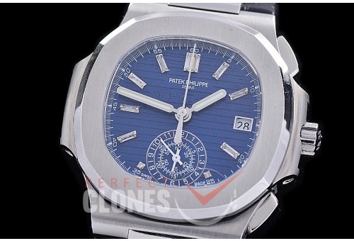 PP-5980-108L PPF Nautilus 5980 Chronograph SS/LE Blue Baguette Sticks Asian Clone Calibre CH28-520 C