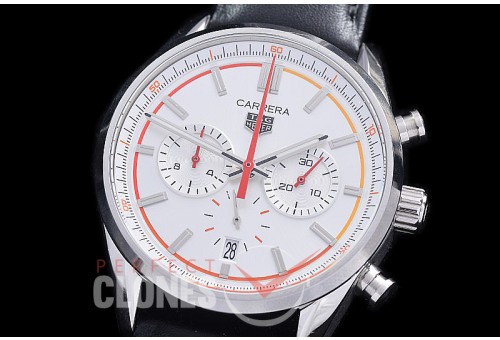 TGCC-42-111L Carrera Classic Chronograph SS/LE White OS 20 Qtz 