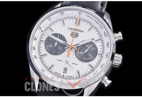 TGCC-42-107L Carrera Classic Chronograph SS/LE White OS 20 Qtz 