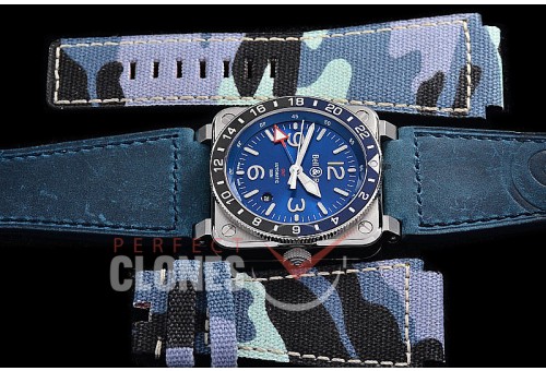 0 0 0 0 0 0 0 0 0 BR03-93-032 ANF/OXF BR03-93 Blue GMT SS/LE Bue Asian Customized 2836 - Camo Nylon Strap/Tool Kit Bundle 