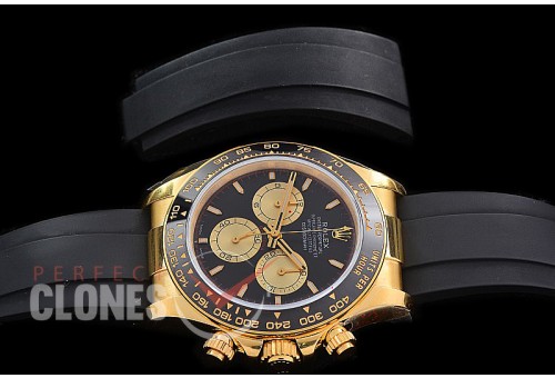 0 0 0 RLDF-126518-108R QF 904L Steel Daytona 126518LN YG/CER/RU Black Sticks 4131 Superclone - 72 Hours Power Reserve Movement 