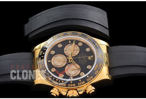 0 0 0 RLDF-126518-118R QF 904L Steel Daytona 126518LN YG/CER/RU Black Diamonds 4131 Superclone - 72 Hours Power Reserve Movement 