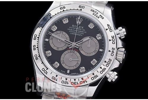  RLDS-126509-162 QF 904L Steel Daytona 126519 SS/SS Black Diamonds 4131 Superclone - 72 Hours Power Reserve Movement 