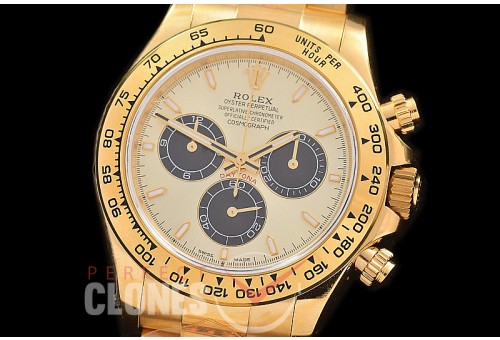 0 0 0 RLDF-126508-156 QF 904L Steel Daytona 126508 YG/YG Gold Sticks 4131 Superclone - 72 Hours Power Reserve Movement 