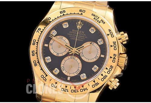 0 0 0 RLDF-126508-168W QF 904L Steel Daytona 126508 YG/YG Black Diamonds 4131 Superclone - 72 Hours Power Reserve Movement / Extra Weighted