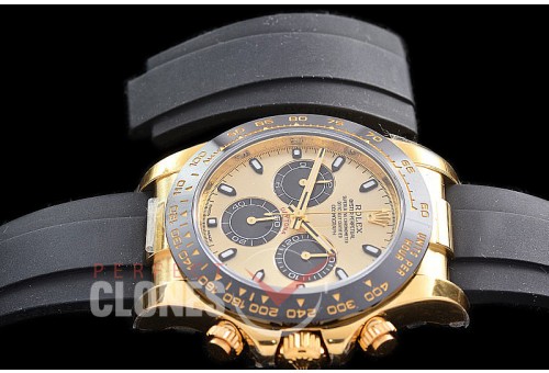 0 0 0 RLDF-4130-965R ZF 904L Steel Daytona 116518LN YG/CER/RU Gold Sticks 4130 Superclone - 72 Hours Power Reserve Movement