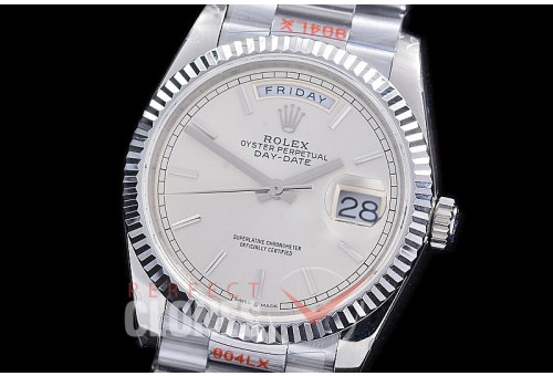 0.0 0 0 0 0 0 R36DDS00301S BPF Extra Weighted Daydate 40mm 128239 904 Steel SS/SS Fluted Bez Silver Sticks SH 3255