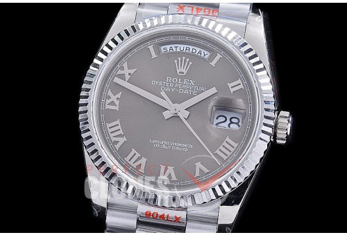 0.0 0 0 0 0 0 R36DDS00322S BPF Extra Weighted Daydate 40mm 128239 904 Steel SS/SS Fluted Bez Grey Roman SH 3255
