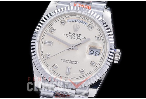 0.0 0 0 0 0 0 R36DDS00311S BPF Extra Weighted Daydate 40mm 128239 904 Steel SS/SS Fluted Bez Silver Diamonds SH 3255