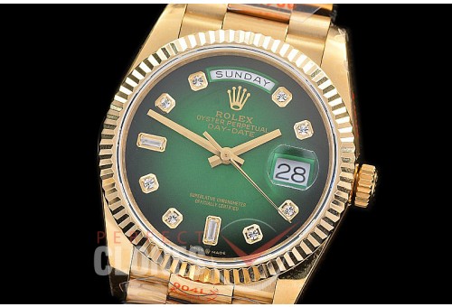 0.0 0 0 0 0 0 R36DDF00316S BPF Extra Weighted Daydate 40mm 128238 904 Steel YG/YG Fluted Bez Green Ombre Diamonds SH 3255