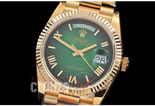 0.0 0 0 0 0 0 R36DDF00327S BPF Extra Weighted Daydate 40mm 128238 904 Steel YG/YG Fluted Bez Green Ombre Roman SH 3255
