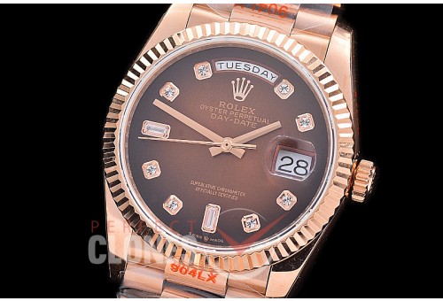 0.0 0 0 0 0 0 R36DDR00319 BPF Extra Weighted Daydate 40mm 128235 904 Steel RG/RG Fluted Bez Brown Ombre Diamonds A-2836