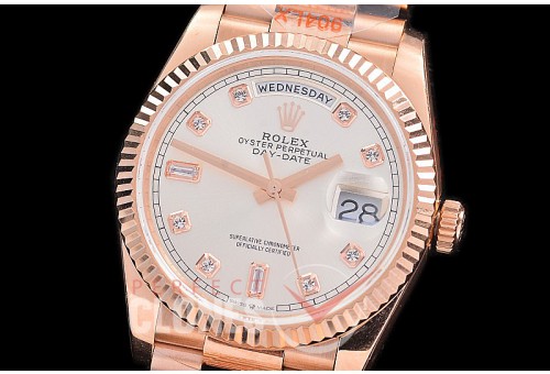 0.0 0 0 0 0 0 R36DDR00311S BPF Extra Weighted Daydate 40mm 128235 904 Steel RG/RG Fluted Bez Silver Diamonds SH 3255