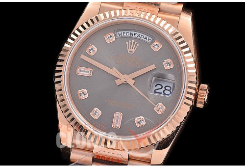 0.0 0 0 0 0 0 R36DDR00312S BPF Extra Weighted Daydate 40mm 128235 904 Steel RG/RG Fluted Bez Grey Diamonds SH 3255