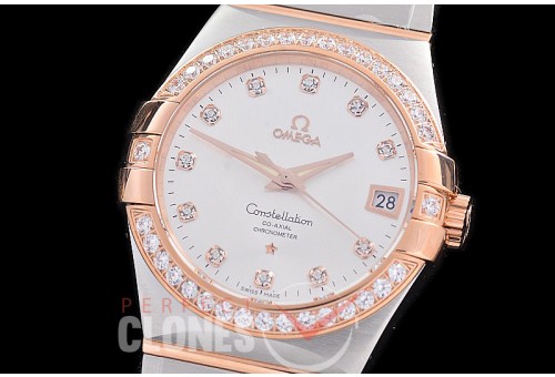 0 0 0 0 OMCON-39-171D M+S-F Constellation Co Axial RG/Diam/RG Silver Diamonds Calibre 8500 Superclone