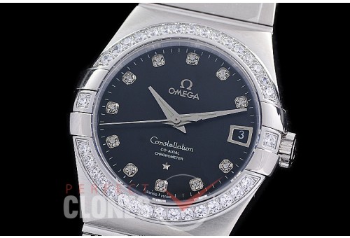 0 0 0 0 OMCON-39-112D M+S-F Constellation Co Axial SS/Diam/SS Silver Diamond Calibre 8500 Superclone